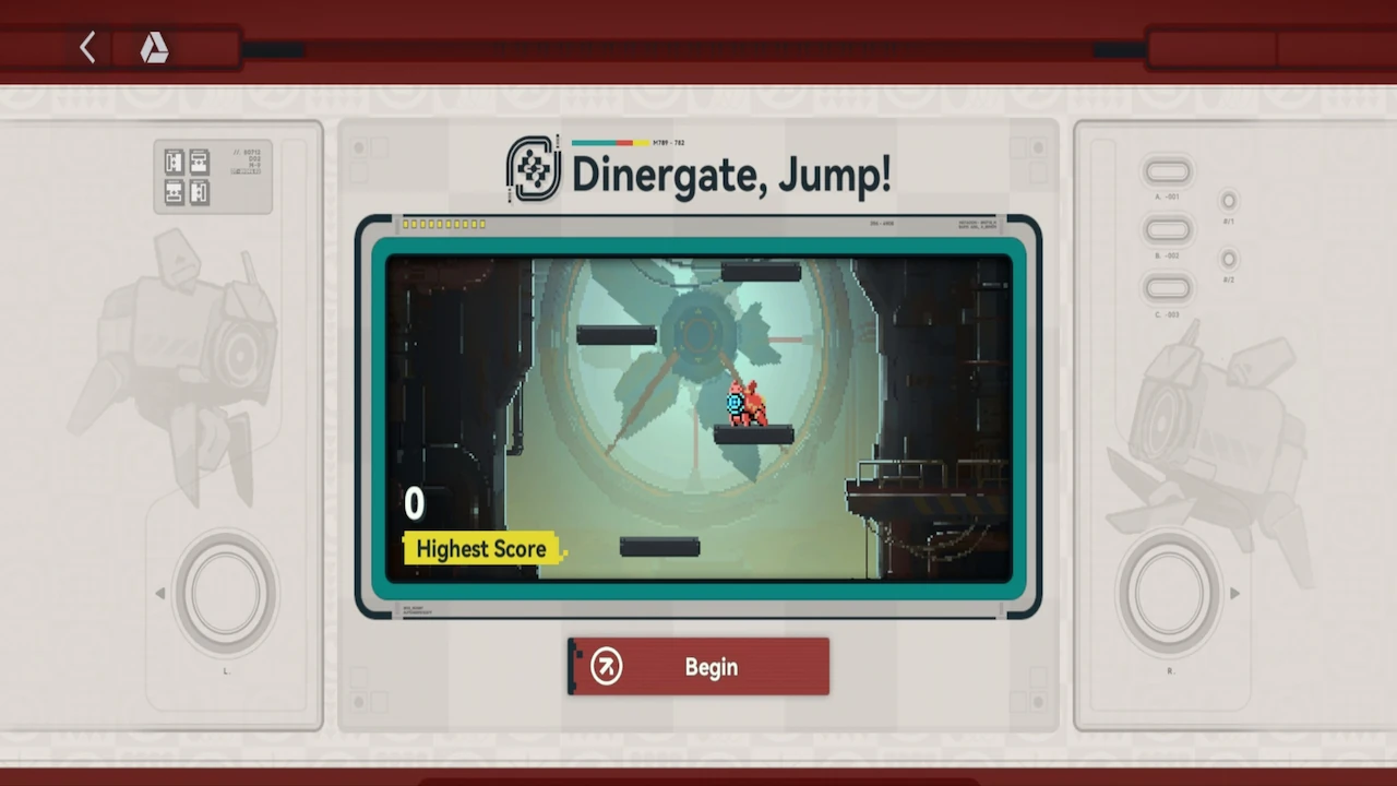 Screenshot of platforming minigame Dinergate Jump in GFL2” (descriptive, event-agnostic