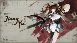 Jiangyu character artwork holding her gun in Girls’ Frontline 2.