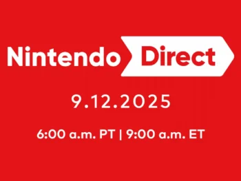 Nintendo Direct promotional image with date and time for September 12, 2025.