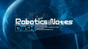Robotics;Notes DaSH title screen with blue geometric background and quote text
