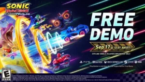 Sonic Racing: CrossWorlds key art showing Sonic and friends racing