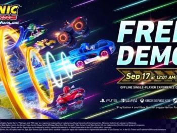 Sonic Racing: CrossWorlds key art showing Sonic and friends racing