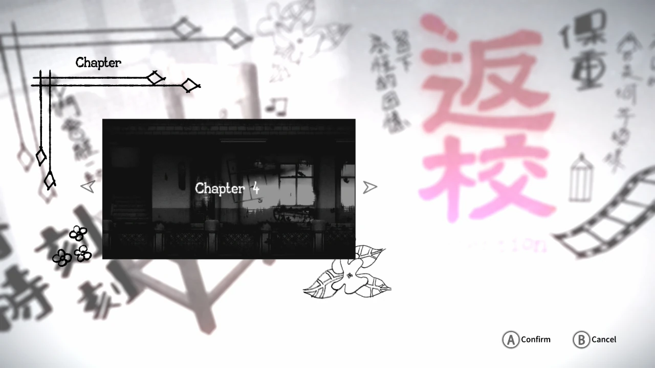 Chapter select screen displaying Chapter 4 from Detention.