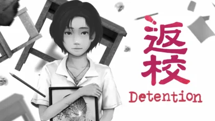 Cover art for Detention showing Ray beside a desk with the game’s title logo.