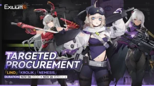 Girls’ Frontline 2 banner featuring Lind, Krolik, and Nemesis with event dates from November 6 to November 26, 2025.