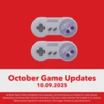 Two SNES controllers with text reading “October Games Updates 10.09.2025.”