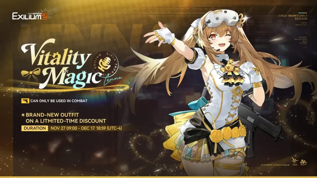 Lenna wearing her Vitality Magic outfit in Girls Frontline 2.