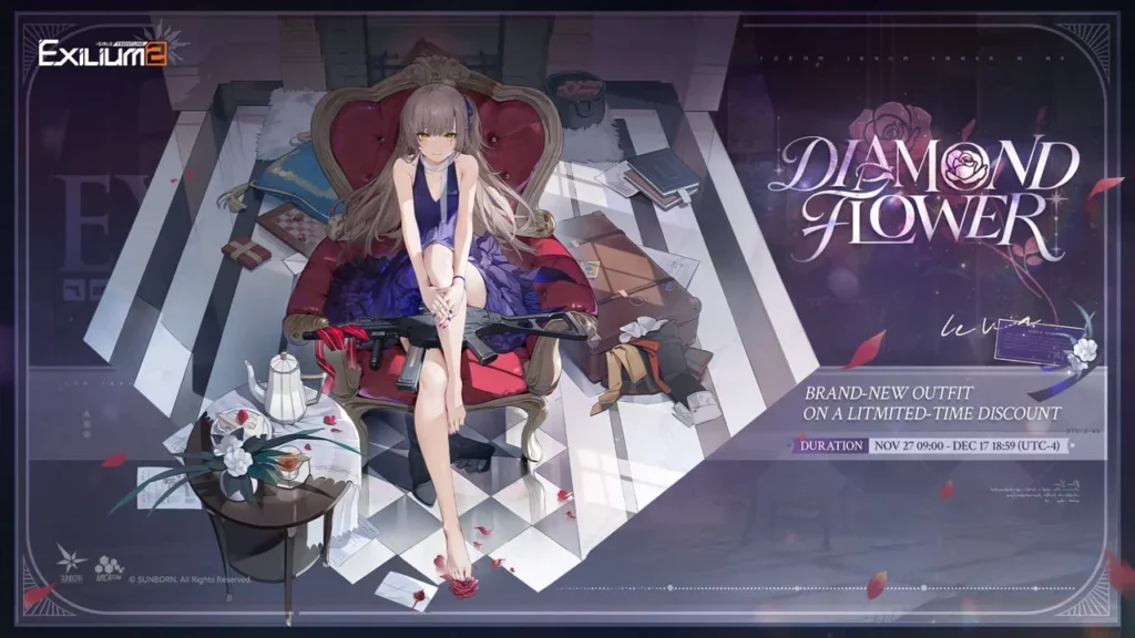 Leva wearing her Diamond Flower outfit in Girls Frontline 2.