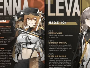 Lenna and Leva shown side by side on their character info sheet for Girls Frontline 2.