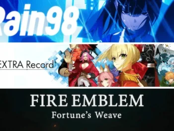 Collage of highly anticipated 2026 game releases, featuring key art for Rain98, Fate/Extra Record, and Fire Emblem: Fortune's Weave.