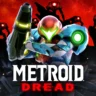 Metroid Dread cover art of Samus Aran aiming her arm cannon with E.M.M.I robots in the background.