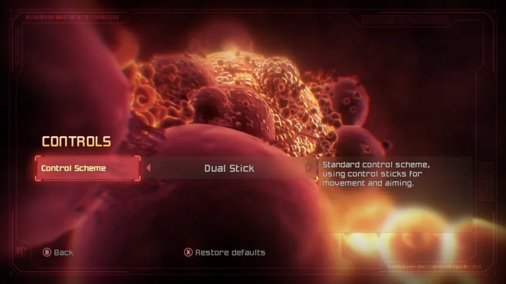 Screenshot of the control layout menu with Dual Stick option highlighted in Metroid Prime Remastered.