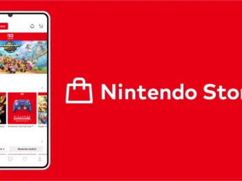 Nintendo Store app mockup on phone showing shopping interface