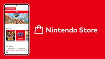 Nintendo Store app mockup on phone showing shopping interface