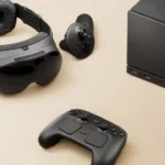 Valve's new Steam Hardware lineup for 2026: The Steam Frame VR headset, the cube-shaped Steam Machine console, and the updated Steam Controller.
