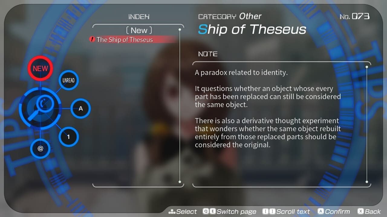 Database entry in Anonymous;Code for the philosophical concept "The Ship of Theseus."