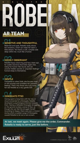 GFL2 Exilium Robella T-Doll character brief and personality, AR Team affiliation.
