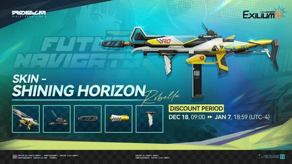 GFL2 Exilium Robella weapon skin: Shining Horizon Submachine Gun.