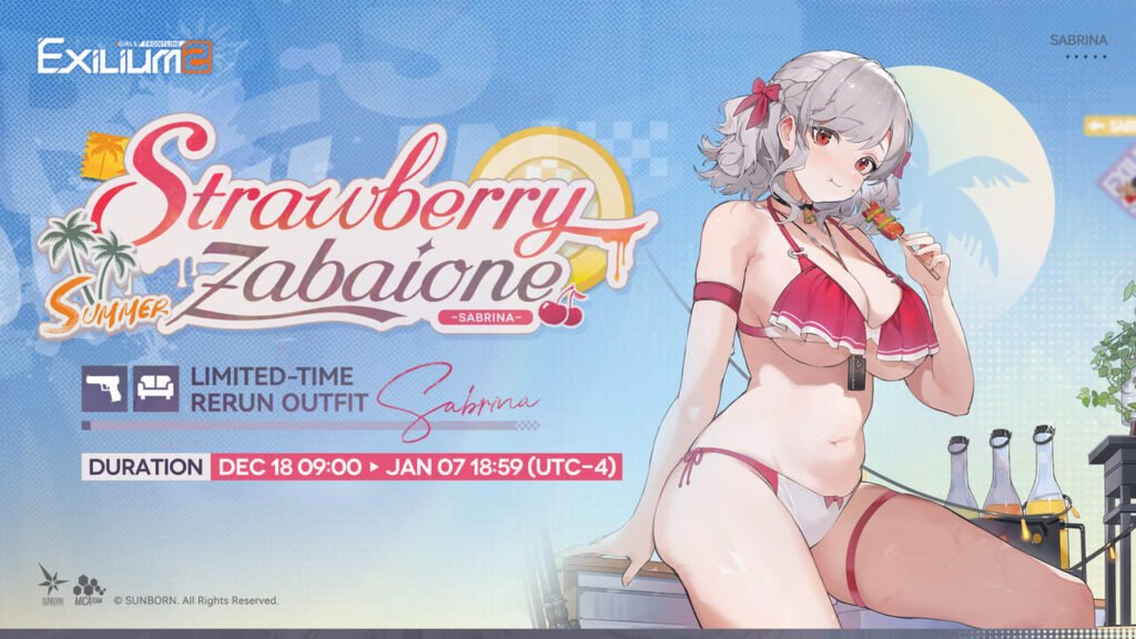 GFL2 Exilium Sabrina summer bikini outfit rerun: Strawberry Zabaione.