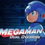 Key art showing the main character Mega Man in a dynamic pose for the game Mega Man Dual Override.