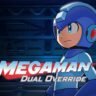 Key art showing the main character Mega Man in a dynamic pose for the game Mega Man Dual Override.