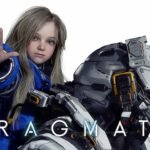 Key art showing the two main characters of the game Pragmata, a little girl and an armored astronaut.