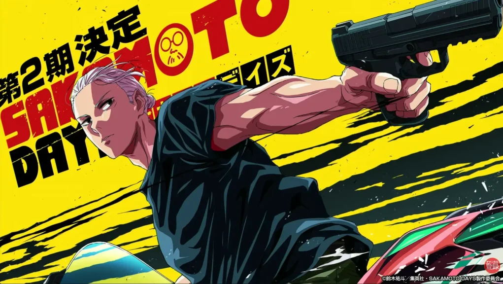 Sakamoto Days season 2 anime key visual featuring Taro Sakamoto