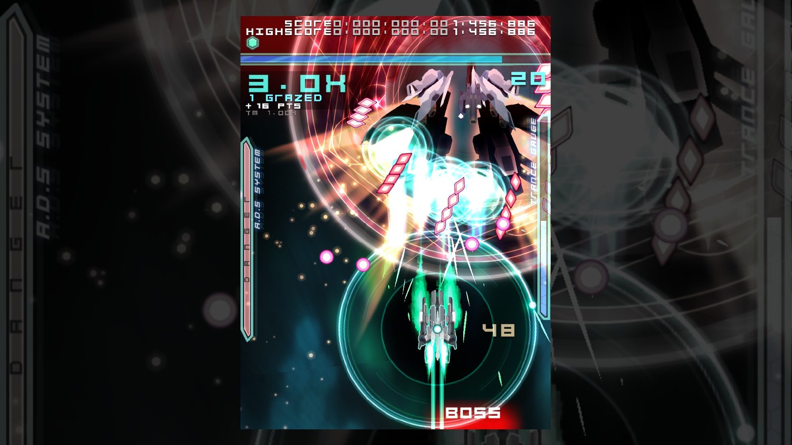 Danmaku Unlimited 2 boss encounter showing escalating bullet patterns and phase structure
