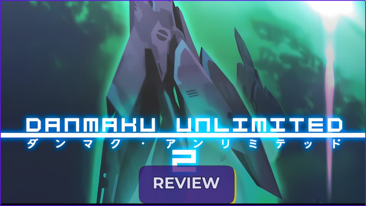 Official cover art for our Danmaku Unlimited 2 Review featuring a stylized spacecraft.