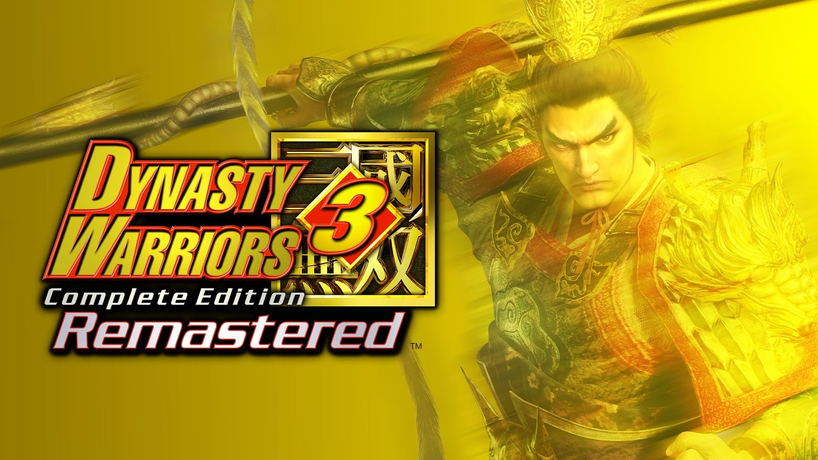 Dynasty Warriors 3: Complete Edition Remastered official key art showing a warrior in full armor holding a spear.