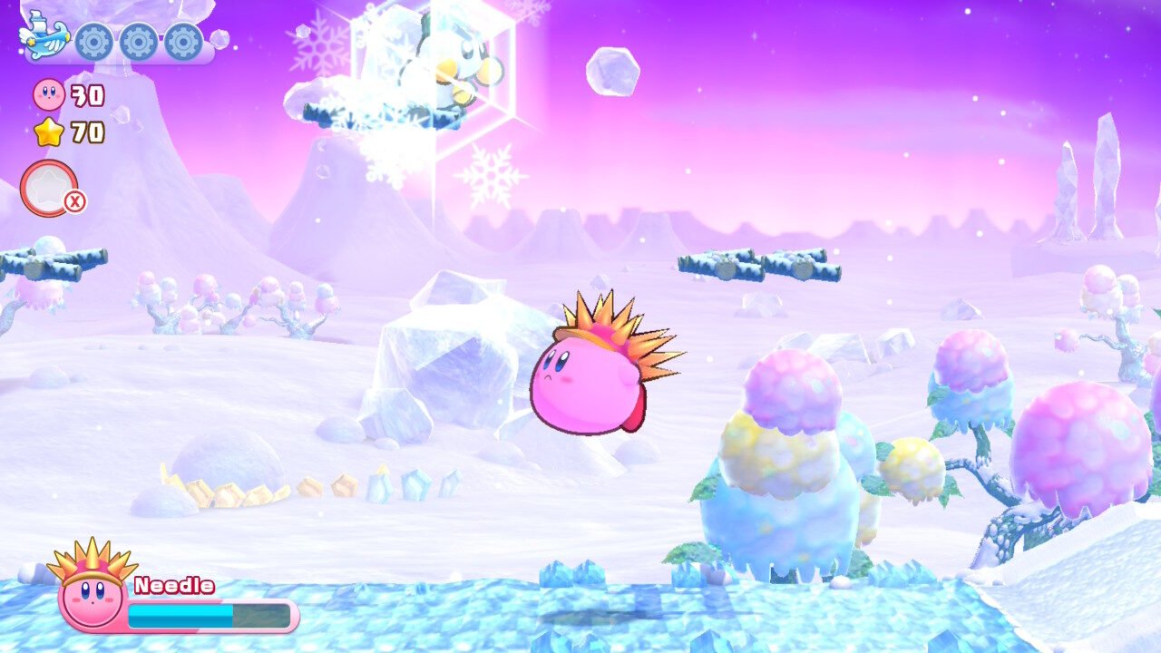 Enemy placement emphasizing readable encounters in Kirby’s Return to Dreamland Deluxe