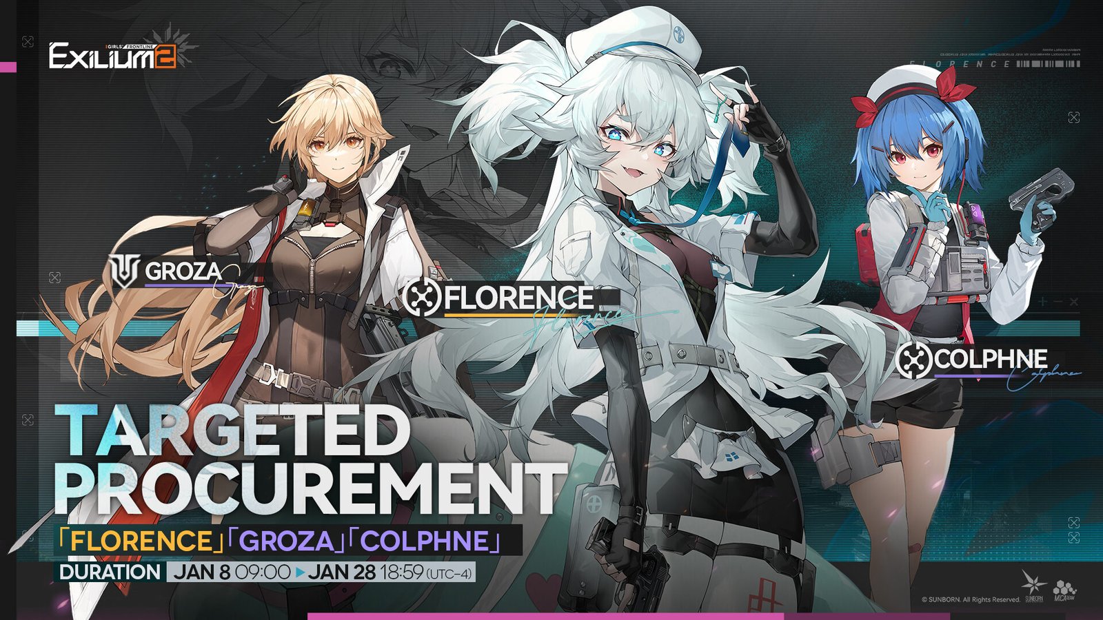 The Florence, Groza, and Colphne targeted procurement rerun banner from the Lewis GFL2 guide.