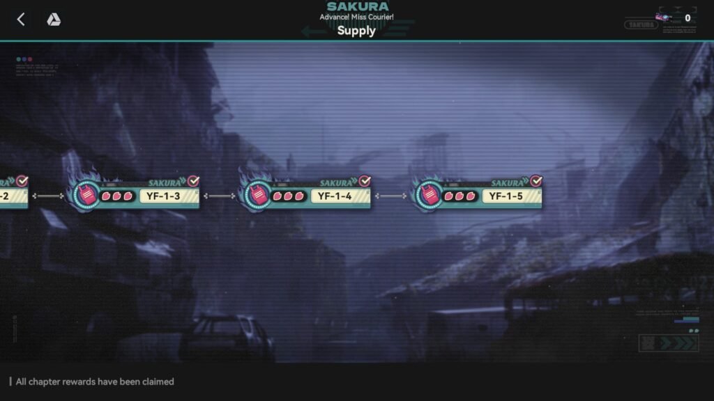 Supply mission map and stage list for the Advance! Miss Courier! event in Girls' Frontline 2.