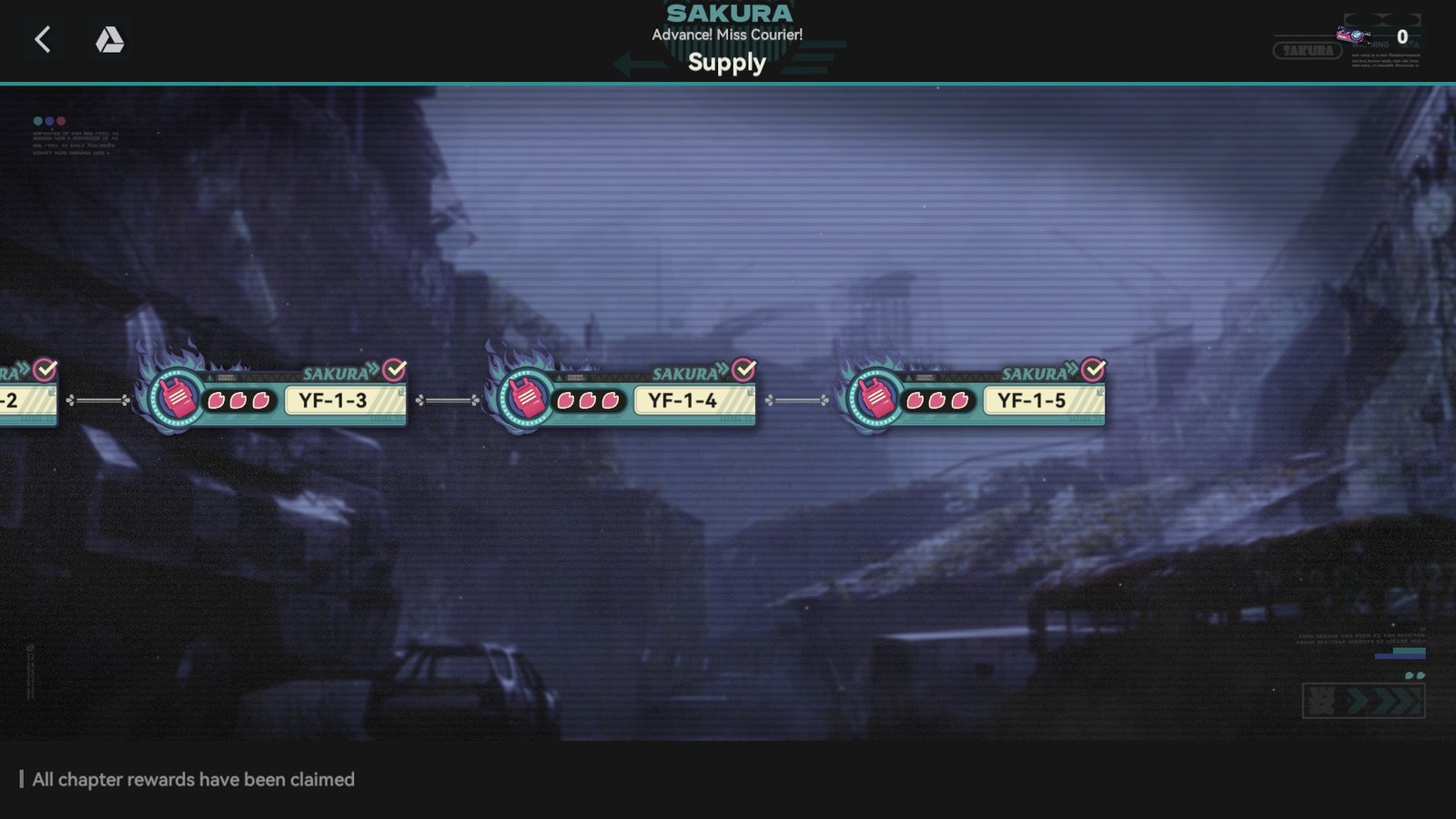 Supply mission map and stage list for the Advance! Miss Courier! event in Girls' Frontline 2.
