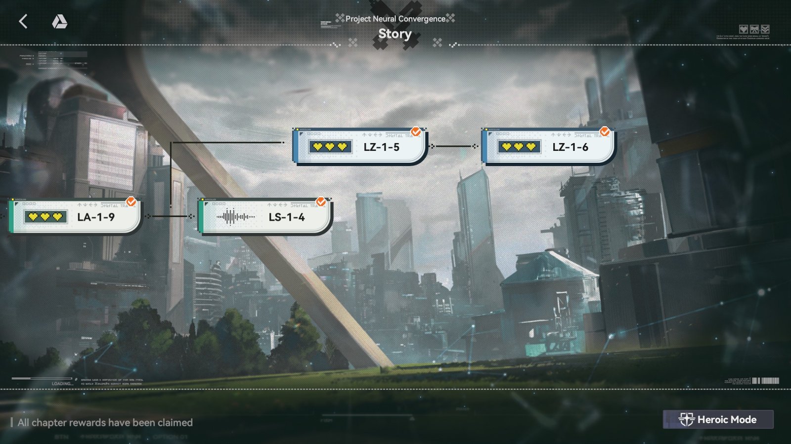 Project Neural Convergence story map showing stage progression in Girls’ Frontline 2