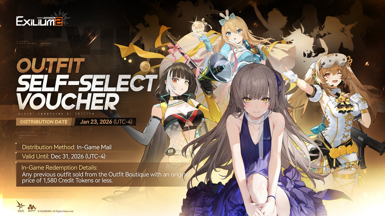 Girls’ Frontline 2: Exilium Outfit Self-Select Voucher event banner