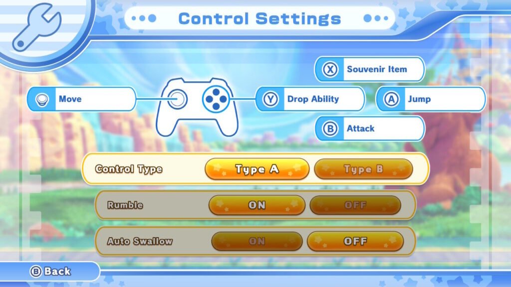 Control settings and quality-of-life options in Kirby’s Return to Dreamland Deluxe