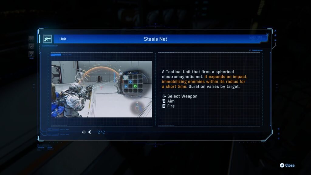Stasis Net weapon immobilizing enemies in the Pragmata Sketchbook Demo
