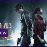 Resident Evil 2 (2019) key art featuring Leon S. Kennedy and Claire Redfield in the rain