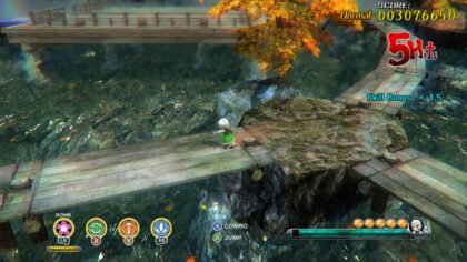 Touhou Blossom Blade gameplay showing Konpaku Youmu in a 3D bullet hell stage