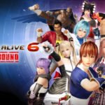 The official key art for Dead or Alive 6: Last Round, featuring the full roster of fighters including Kasumi, Ayane, Hayate, and Marie Rose against a blue digital background.