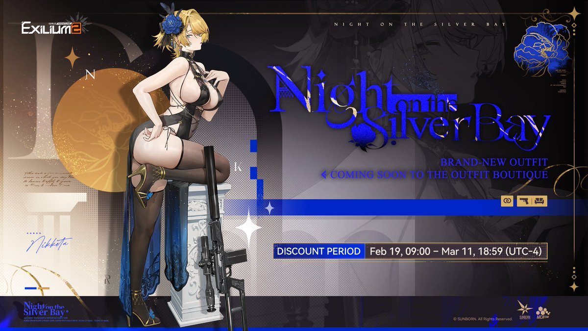 Nikketa's elegant "Night on the Silver Bay" evening dress skin in GFL2.