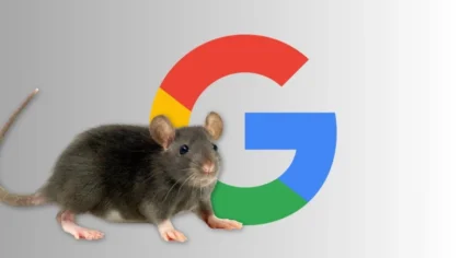 A visual representation of the Google Prism browser RAT showing a rat next to the Google logo.