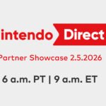 Official Nintendo Direct Partner Showcase graphic for February 5, 2026, featuring broadcast times 6 a.m. PT and 9 a.m. ET.
