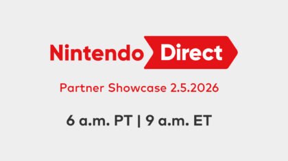 Official Nintendo Direct Partner Showcase graphic for February 5, 2026, featuring broadcast times 6 a.m. PT and 9 a.m. ET.