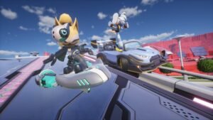 Sonic Racing CrossWorlds Tangle & Whisper Update screenshot of the characters in their karts