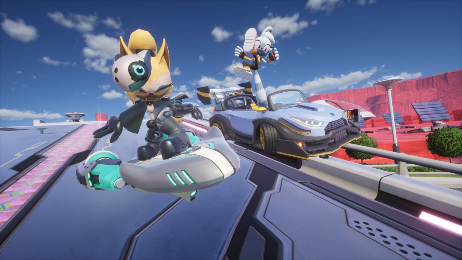 Sonic Racing CrossWorlds Tangle & Whisper Update screenshot of the characters in their karts
