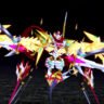 A high-fidelity look at a new gold and white armored Mega Digimon with massive wings and multiple blades from the Digimon Story Anti-ParadoX DLC.