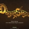The official 45th anniversary gold logo for the Dragon Slayer Project announcement from Falcom, centered on a dark textured background.