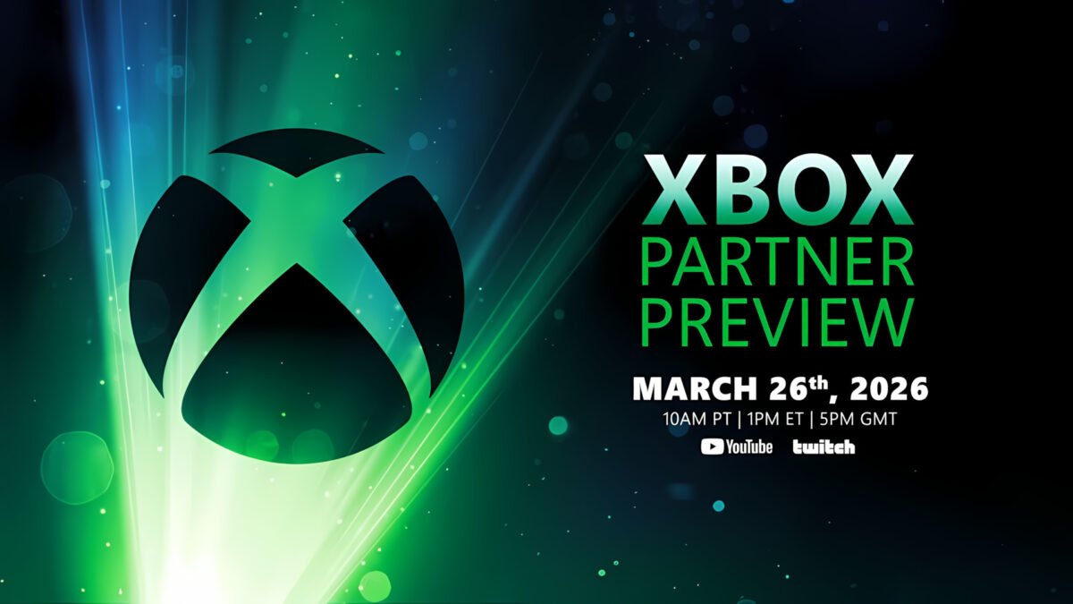 March 2026 Xbox Partner Preview announcement showing event times for YouTube and Twitch.